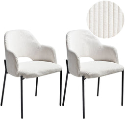 RATON - Eetkamerstoel set van 2 - Off-white - Corduroy