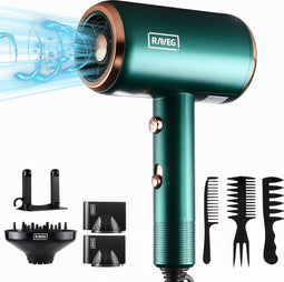 RAVEG® 5 in een Föhn met Diffuser – Haardroger - Krullen – Ionisch - Krullen Föhn – 2000W - Groen