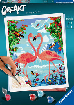 Ravensburger CreArt Flamingo Love - Schilderen op nummer voor volwassenen - Hobbypakket