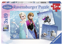 Ravensburger puzzel Disney Frozen Avontuur in Winterland - Drie puzzels - 49 stukjes - kinderpuzzel
