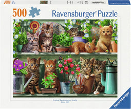 Ravensburger puzzel Katzen im Regal - 500 stukjes.