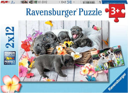 Ravensburger puzzel Schattige haarbolletje - Twee puzzels - 12 stukjes - kinderpuzzel
