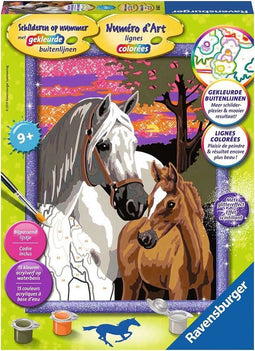 Ravensburger Schilderen op nummer Paarden in de zonsondergang - Hobbypakket