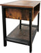 Nachtkastje bijzettafel Stoer - industrieel vintage - 55 cm hoog - zwart metaal bruin hout