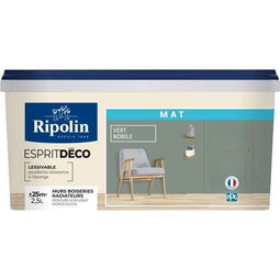 Verf voor binnenmuurdecoratie - Matt nobile groen - RIPOLIN - 2,5 L
