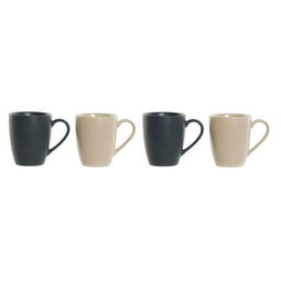 Mokkenset DKD Home Decor Beige Donker grijs Rubberwood Keramiek 300 ml 19 x 13 x 31 cm (4 Onderde...