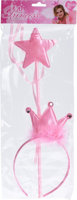 Free And Easy Toverstaf Met Diadeem 36 Cm Roze 2-delig
