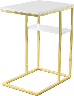 Floraya - Bijzettafel Lucilla - Goud/Glas - 48x35x60cm - Maximaal draagvermogen 15KG per blad - laptoptafel