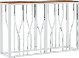 vidaXL - Wandtafel - roestvrij - staal - en - massief - gerecycled - hout - zilver