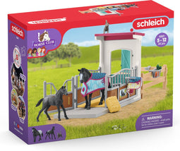 Schleich HORSE CLUB - Paardenbox - met Merrie & Veulen - Afneembaar Zadel & Hoofdstel