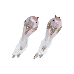Kerstversiering DKD Home Decor Polyester Fågel (22 x 7 x 8 cm) (2 Stuks)