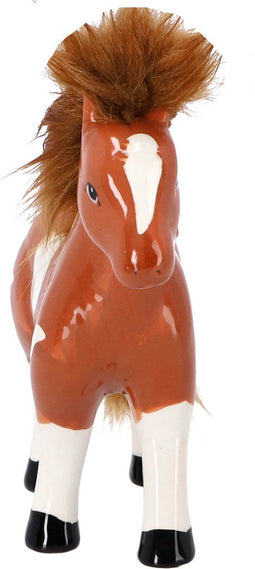 Spaarpot Horse bruin of zwart aardewerk 17,8x6,8x18,2cm