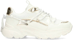 POSH by Poelman MADEE - Dames sneakers - Vetersluiting - Wit met goud