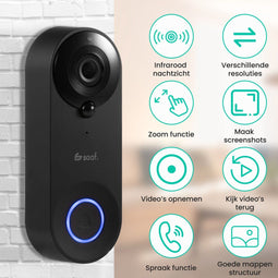 Saaf ALL-VD - Videodeurbel met Camera - Draadloos met Nachtzicht - Zwart