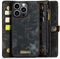 Caseme - Geschikt voor iPhone 15 Pro - Vintage 2 in 1 portemonnee hoes - Zwart