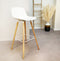 Alterego Mini Tatsu - Witte Barkruk - Natuurlijke Houten Poten - 48x46x89cm