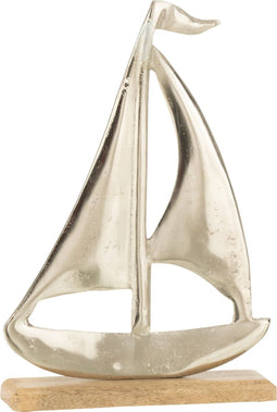 J-Line decoratie Boot Op Voet - aluminium - zilver/naturel - large