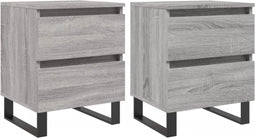 vidaXL - Nachtkastjes - 2 - st - 40x35x50 - cm - bewerkt - hout - grijs - sonoma - eiken