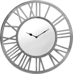 PTMD Charls glimmend roestvrijstalen klok rond open maat in cm: 50 x 5 x 50 - zilver