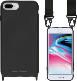 iMoshion Hoesje Geschikt voor iPhone 8 Plus / 7 Plus Hoesje Met Koord - iMoshion Color Backcover met koord - Nylon Strap - Zwart