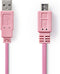 Nedis USB-Kabel - USB 2.0 - USB-A Male naar Micro-B Male - 1 m - Vernikkeld - Roze