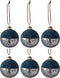 J-Line kerstballen - fluweel/glas - blauw/goud - small - doos van 6