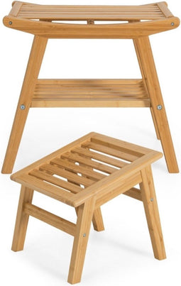 COAST™ - Douchekruk - Bamboe met Voetenbankje - Natuurlijk