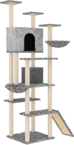 vidaXL - Kattenmeubel - met - sisal - krabpalen - 191 - cm - lichtgrijs