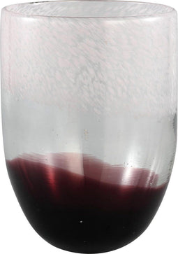 PTMD Leno Rond Windlicht - H20 x Ø14 cm - Glas - Rood