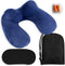 Opblaasbaar Nekkussen set 3 in 1 - U-Vorm - Fluweel - Inclusief slaapmasker en oordoppen - Blauw (1 set)