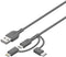 GP CY1N - 3-in-1 USB-laadkabel - Micro-USB Lightning USB-C - Grijs