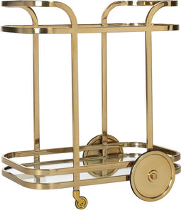 Richmond Interiors Trolley X.O. goud met glas (Gold)