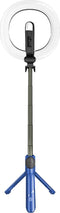 Selfiestick 3 in 1 - Smartphone - Ringlamp met Statief en Afstandsbediening - Blauw