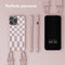 Selencia Hoesje Geschikt voor iPhone 13 Pro Max Hoesje Met Koord - Selencia Siliconen design hoesje met afneembaar koord - Roze / Irregular Check Sand Pink