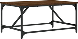 vidaXL - Salontafel - 75x50x35 - cm - bewerkt - hout - bruin - eikenkleur