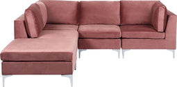 Beliani EVJA - Hoekbank met ottomaan - Roze - Fluweel