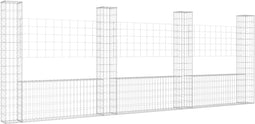 vidaXL - Schanskorf - U-vormig - met - 4 - palen - 380x20x150 - cm - ijzer