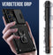 Podec Samsung Galaxy S23 Ultra - Back Cover - Anti-Shock Case met Kickstand Ring - Zwart