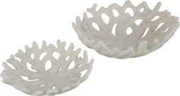 J-Line Set Van 2 Kommen Koraal Zand Glazuur Porselein Wit