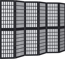 vidaXL - Kamerscherm - met - 6 - panelen - massief - paulowniahout - zwart
