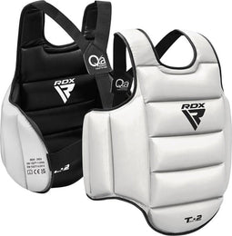 RDX Sports T2 CE Borstbeschermer - Body Protector - Boksen - Kickboksen - Karate - Taekwondo - Omkeerbaar Wit en Zwart - Maat: S/M