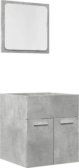 vidaXL - 2-delige - Badkamermeubelset - bewerkt - hout - betongrijs