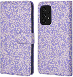 iMoshion Hoesje Geschikt voor Samsung Galaxy A53 Hoesje Met Pasjeshouder - iMoshion Design Bookcase smartphone - Meerkleurig / Purple White Flowers