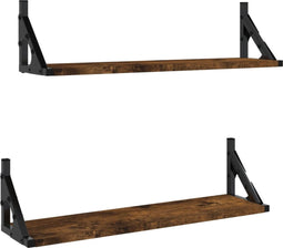 vidaXL - Wandschappen - 2 - st - 60x15x15,5 - cm - gerookt - eikenkleurig