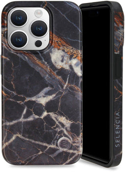Selencia iPhone 15 Pro - Aurora Fashion Backcover - 100% gerecycled - Onyx Black Marble