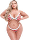 Baci - White Floral & Lace Bra Set with Open Back Panty S/M