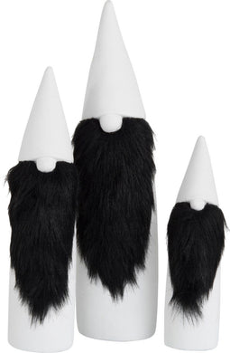 J-Line figuur Kerstman - keramiek/imitatiebont - zwart/wit - large