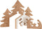 J-Line decoratie Kerststal Puzzle - hout - wit/naturel