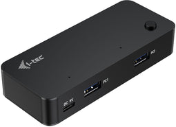 i-tec CAKVMHUB2A2C - KVM HUB - 2x USB-C 2x USB-A 3.0 - Zwart
