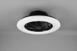 REALITY STRALSUND - Ventilator - Zwart mat - incl. 1x SMD 30 W - Licht apart schakelbaar - Afstandsb.- Geintegreerde dimmer - Traploos instelbare lichtkleur - Niet geschikt voor externe dimmer - Geheugenfunctie - 3 snelheid - Zomer- en wintermodus